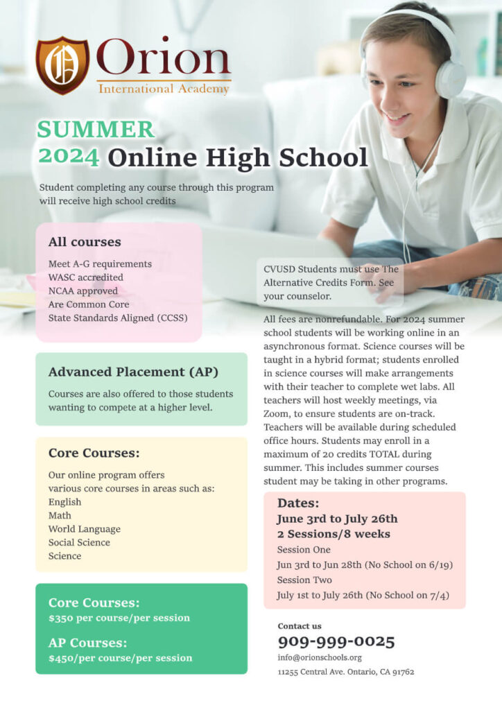 Summer Online High School - Orion Schools